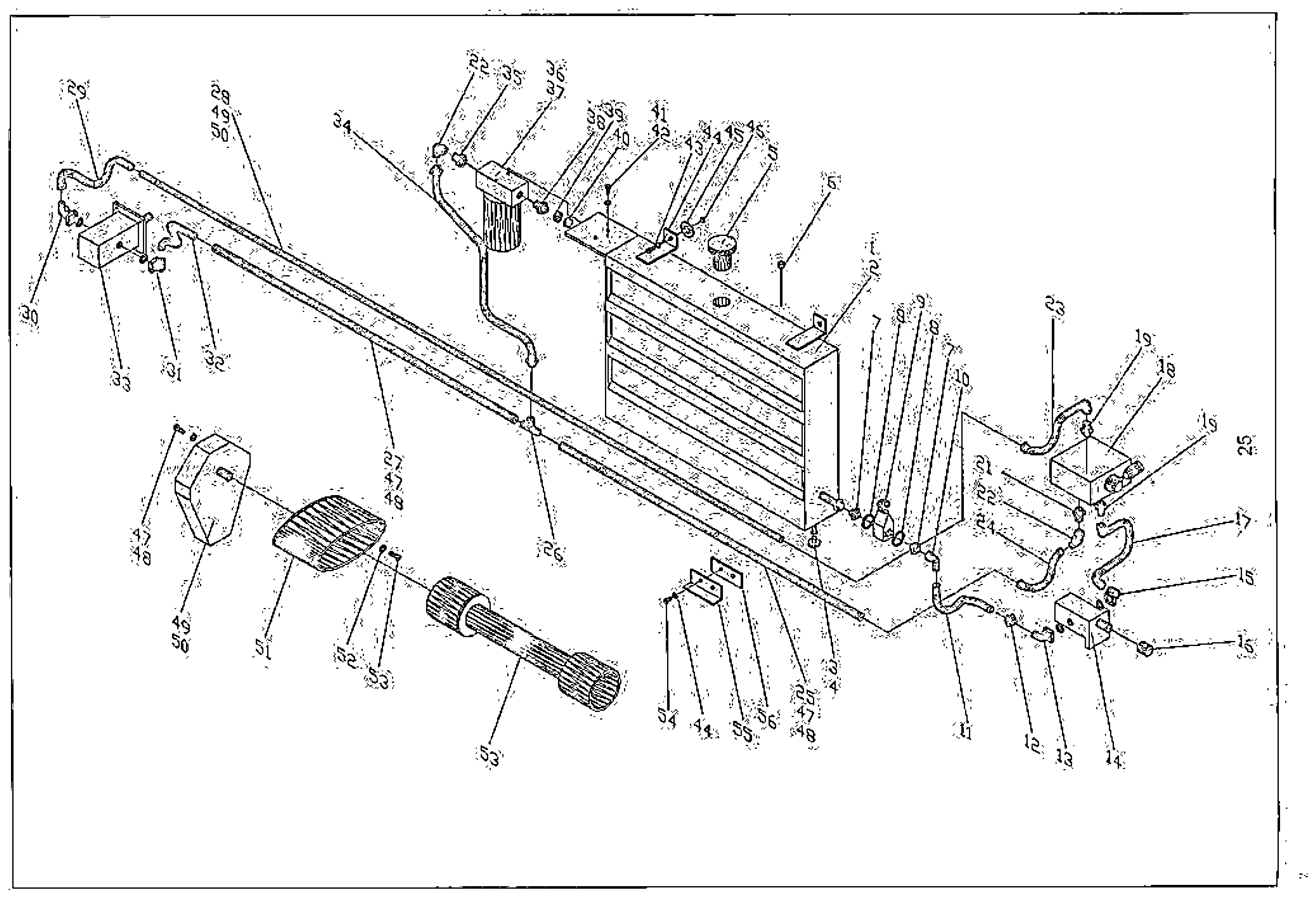 Hydraulika — napęd tarcz rozsiewających, zbiornik oleju — rysunek złożeniowy