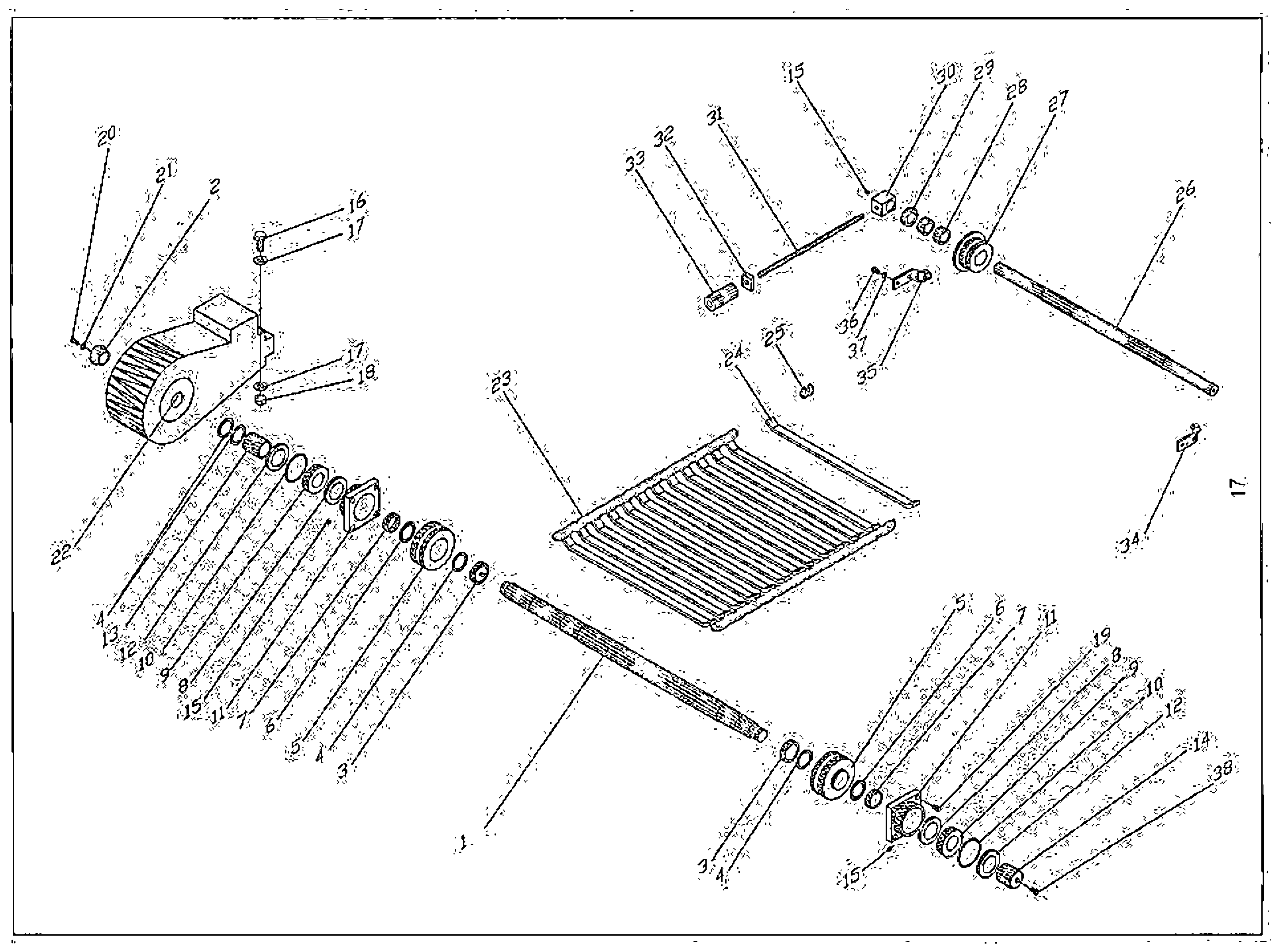 Podłoga zgarniająca (Kratzboden), wersja elektroniczna (Kratzboden, Elektronik) — rysunek złożeniowy