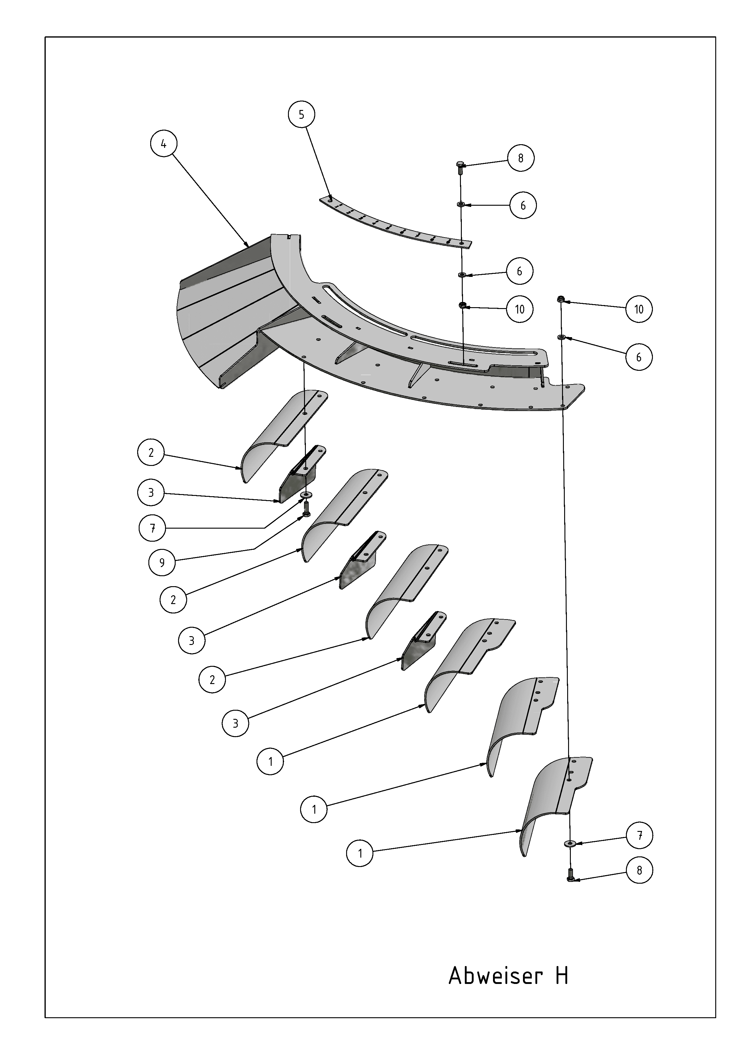 Deflektor H (Abweiser H) — rysunek złożeniowy