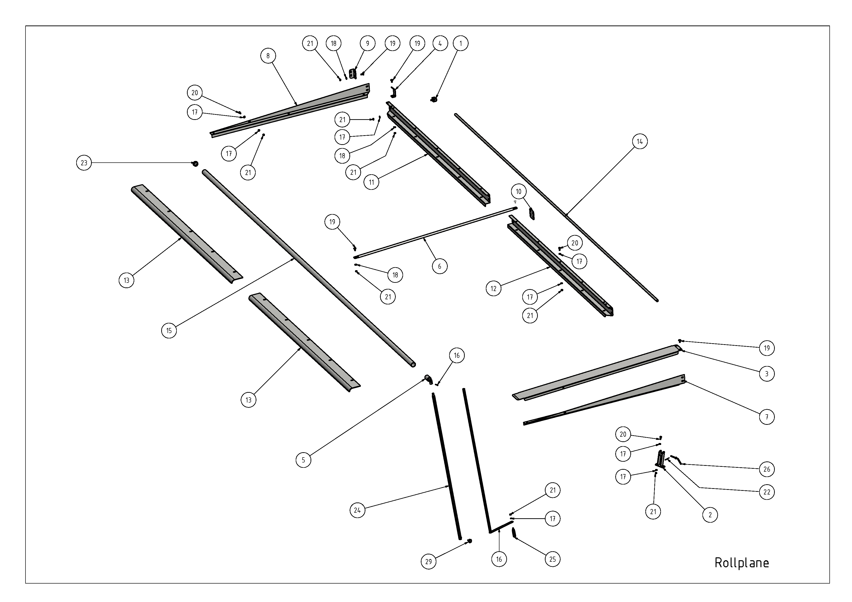 Plandeka rolowana (Rollplane) — rysunek złożeniowy