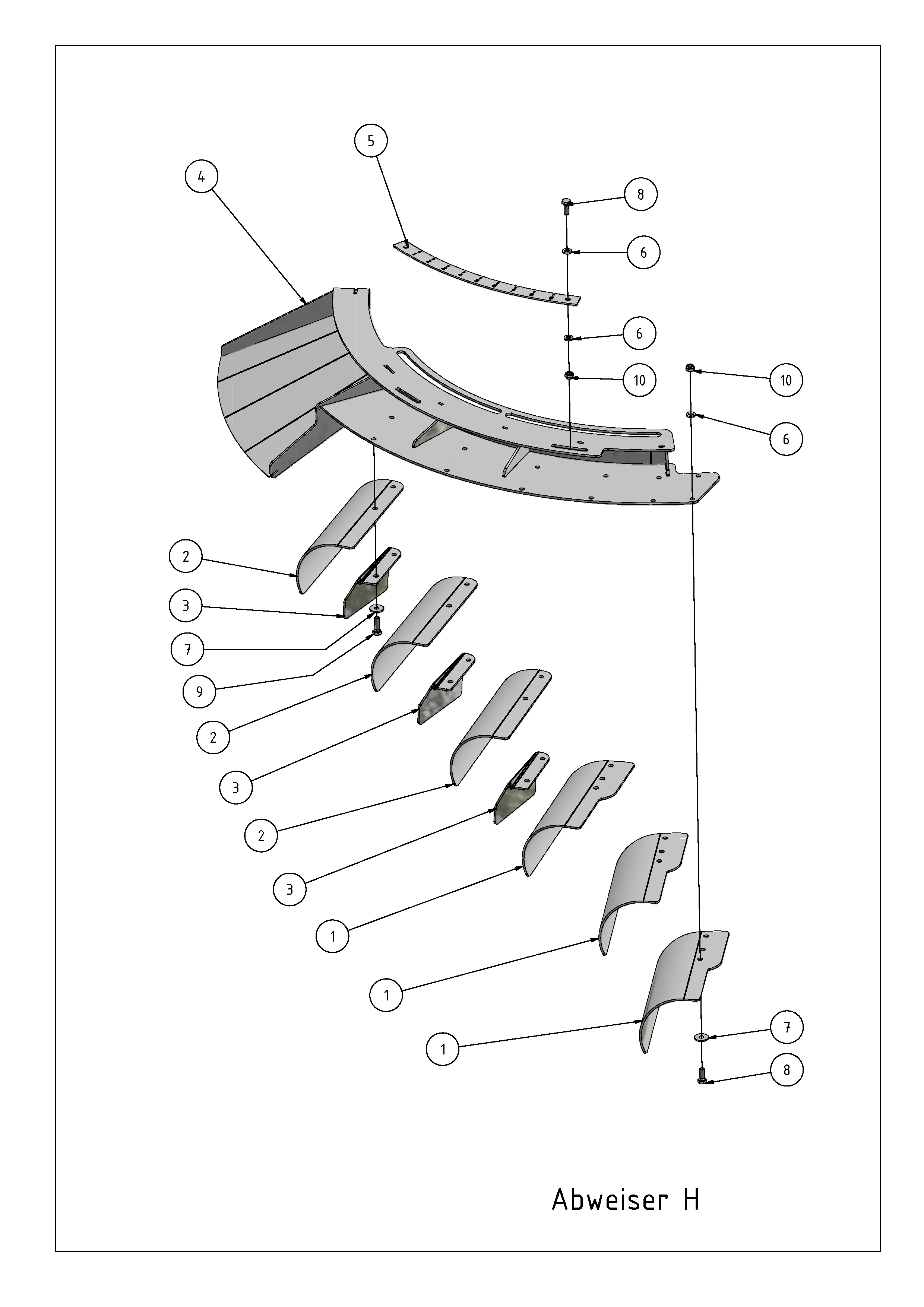 Deflektor H (Abweiser H) — rysunek złożeniowy
