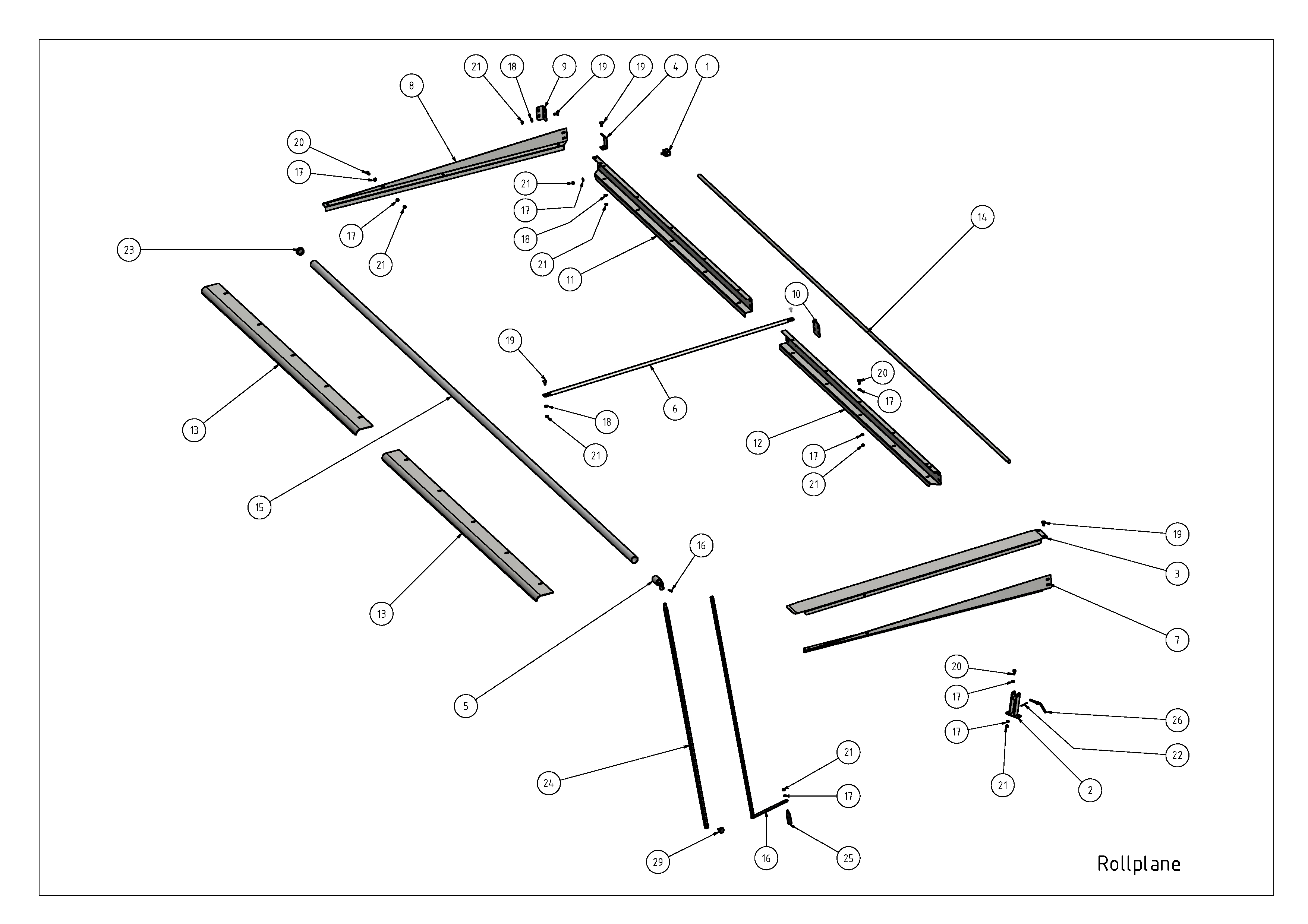 Plandeka rolowana (Rollplane) — rysunek złożeniowy